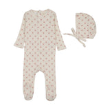 Geo Floral Printed Footie Set-Cream/Pink