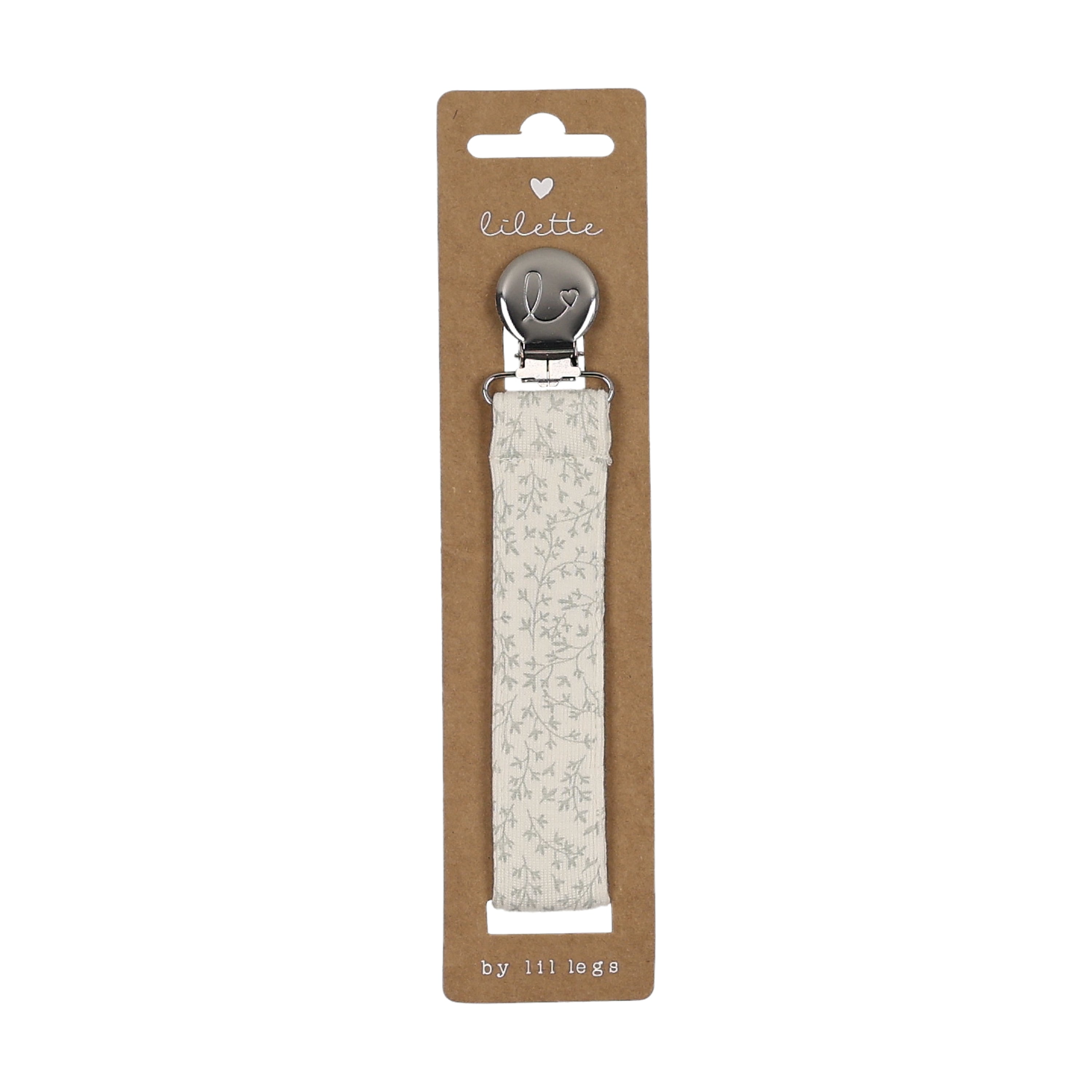 Leaf Trail Pacifier Clip-Cream/Blue