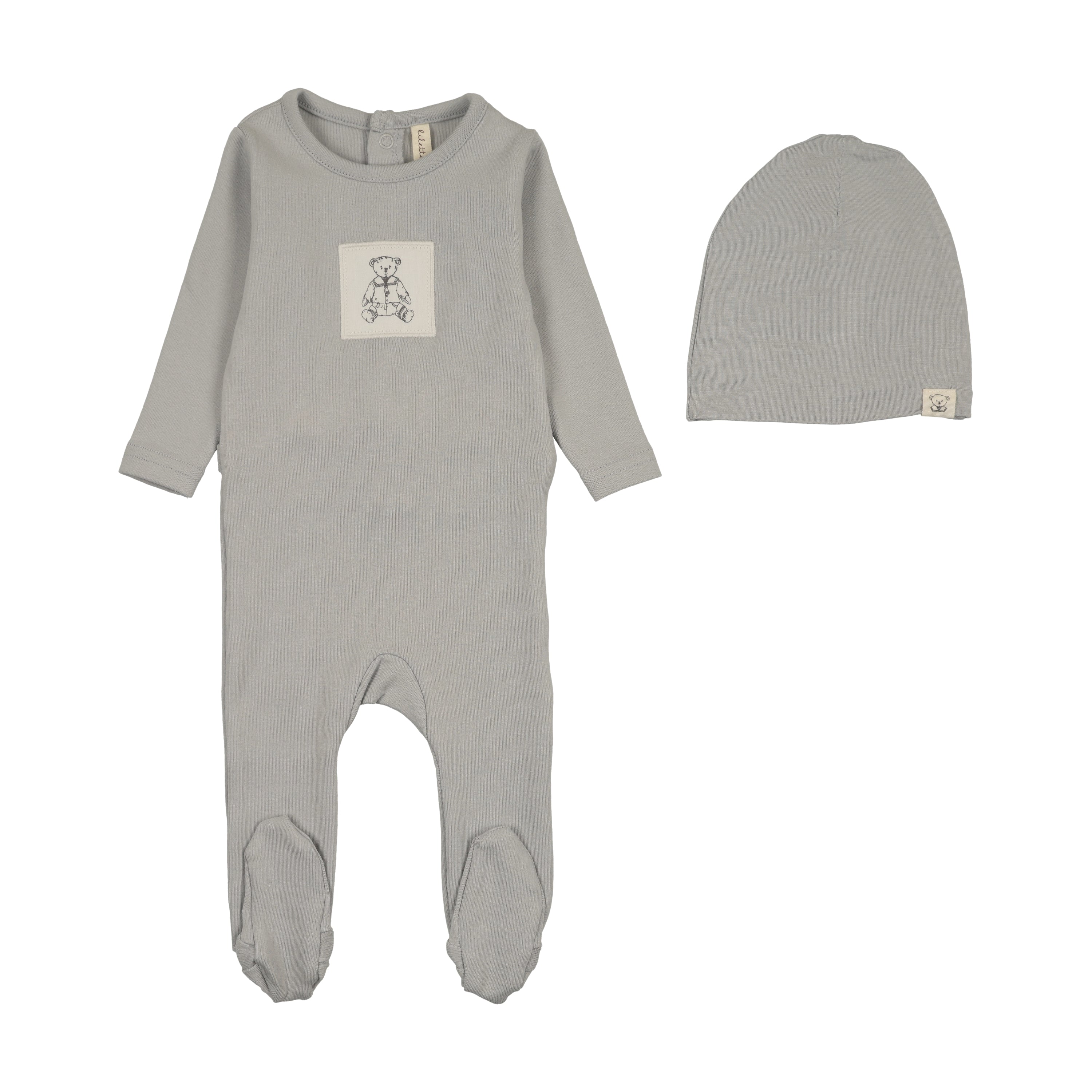 Graphic Tag Footie Set-Pale Blue