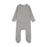 Mini flora print footie-pale blue