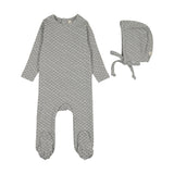 Mini flora print footie set-pale blue