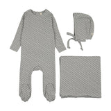 Mini flora print layette set-pale blue