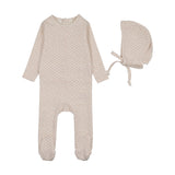 Mini flora print footie set-cream/mauve