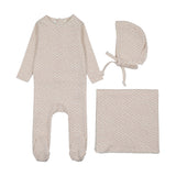 Mini flora print layette set-cream/mauve