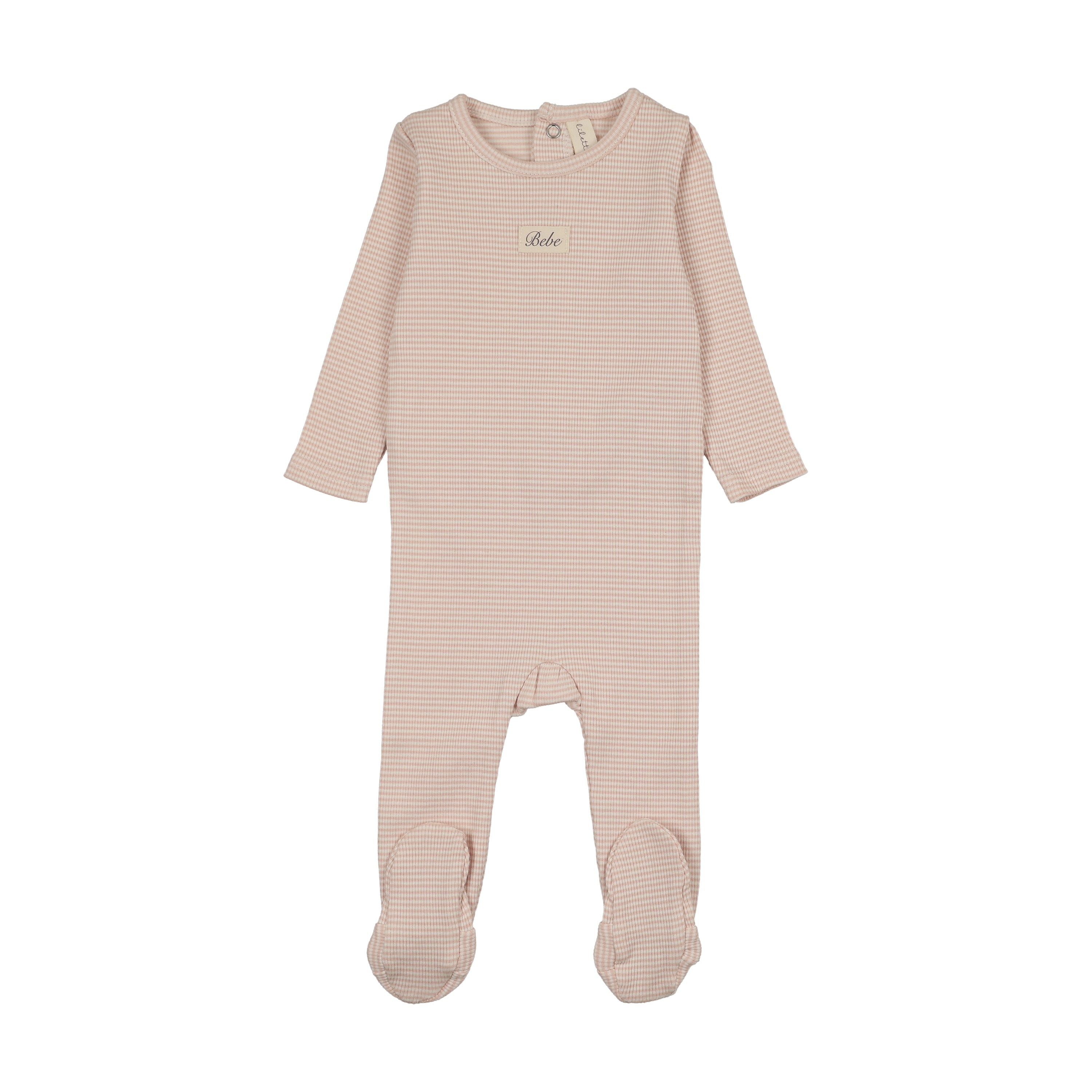 Striped bebe footie-dusty pink