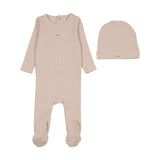 Striped bebe footie set-dusty pink