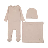 Striped bebe layette set-dusty pink