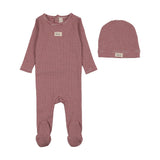Striped bebe footie set-red