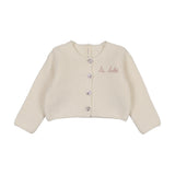 Le bebe knit cardigan-cream/pink