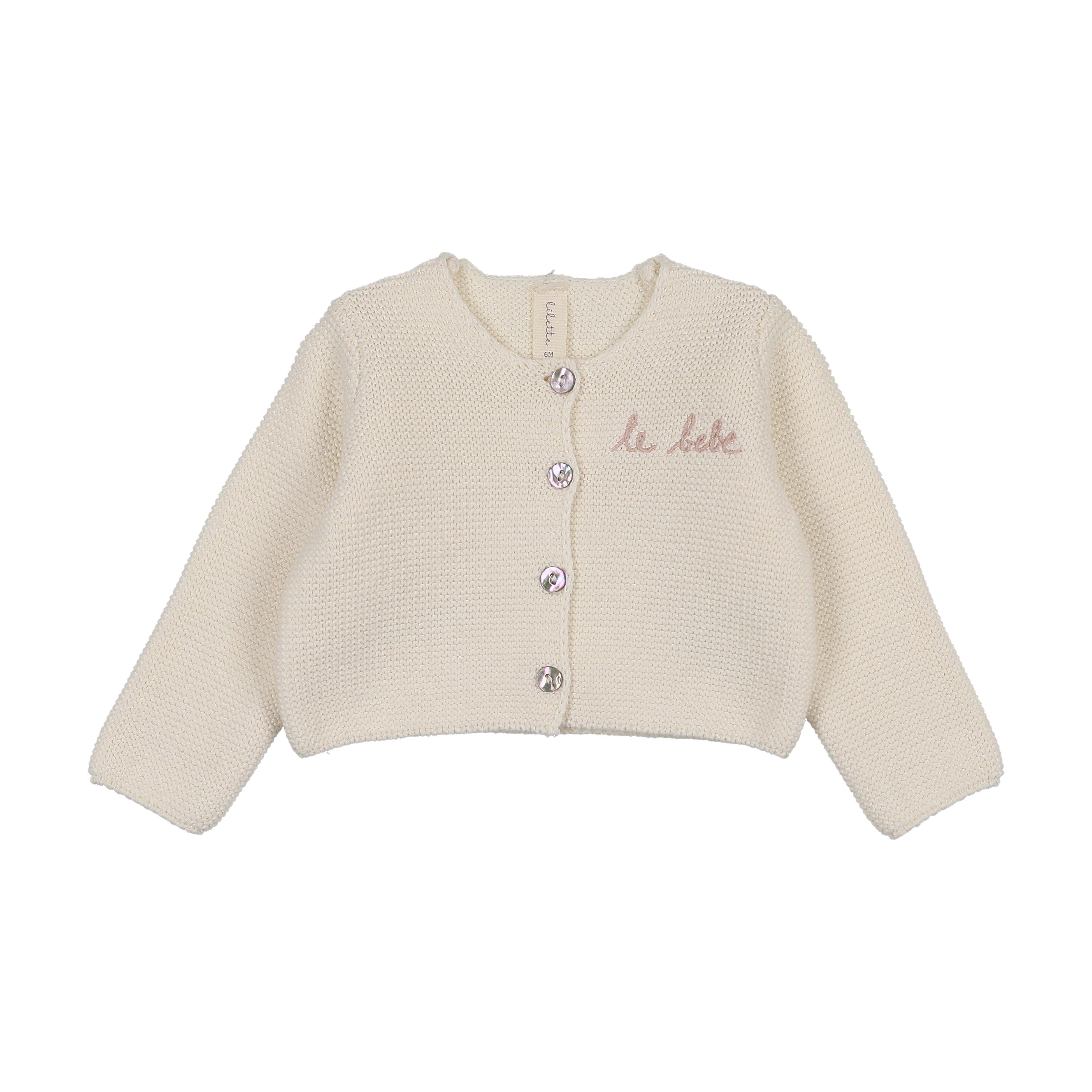 Le bebe knit cardigan-cream/pink