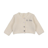 Le bebe knit cardigan-cream/blue