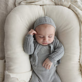 Geo Floral Embroidered Footie Set-Light Blue