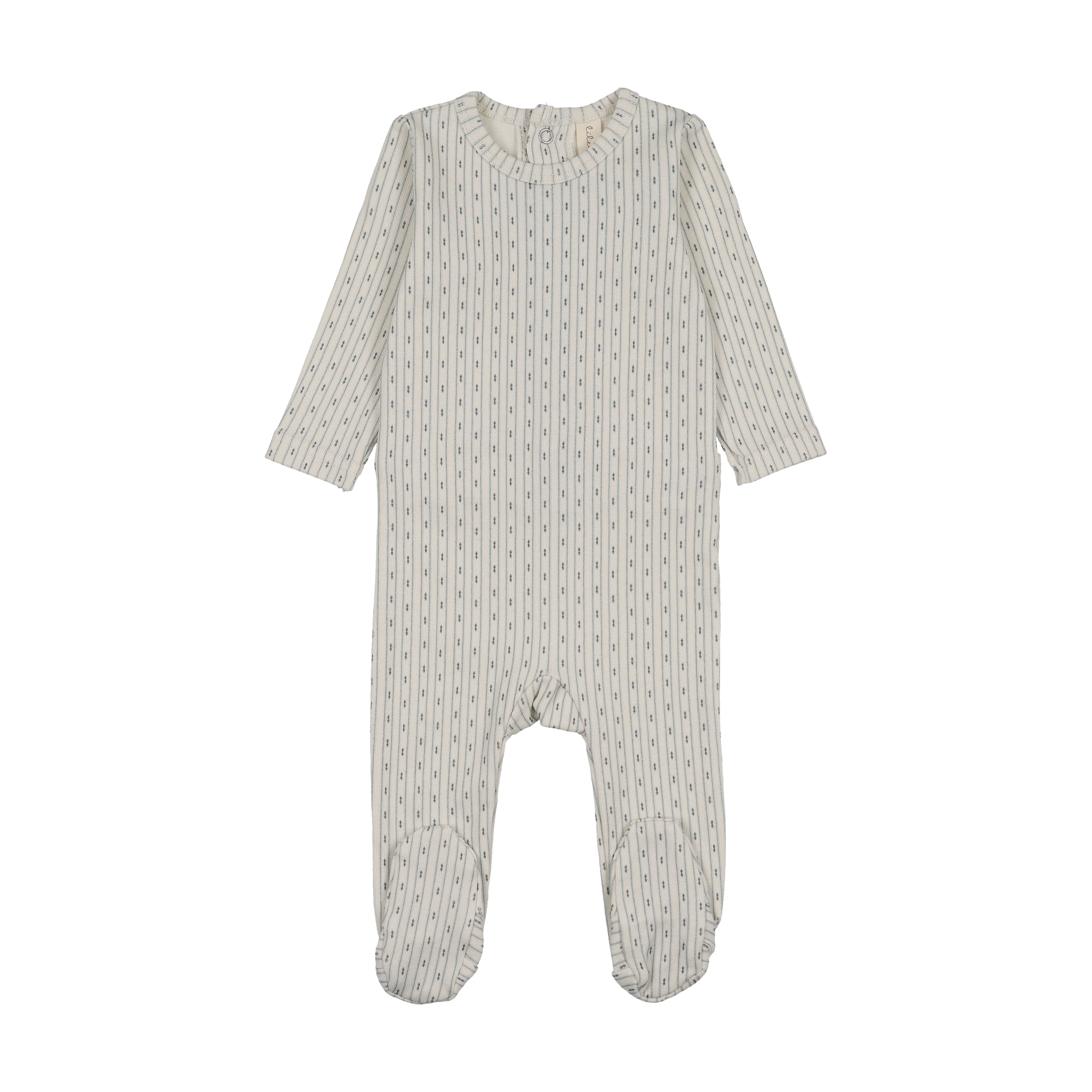 Gem Stripe Footie-Cream/Blue