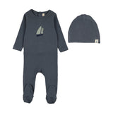 Nautical Graphic Footie Set-Off Navy