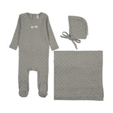 Floret Print Layette Set-Light Blue