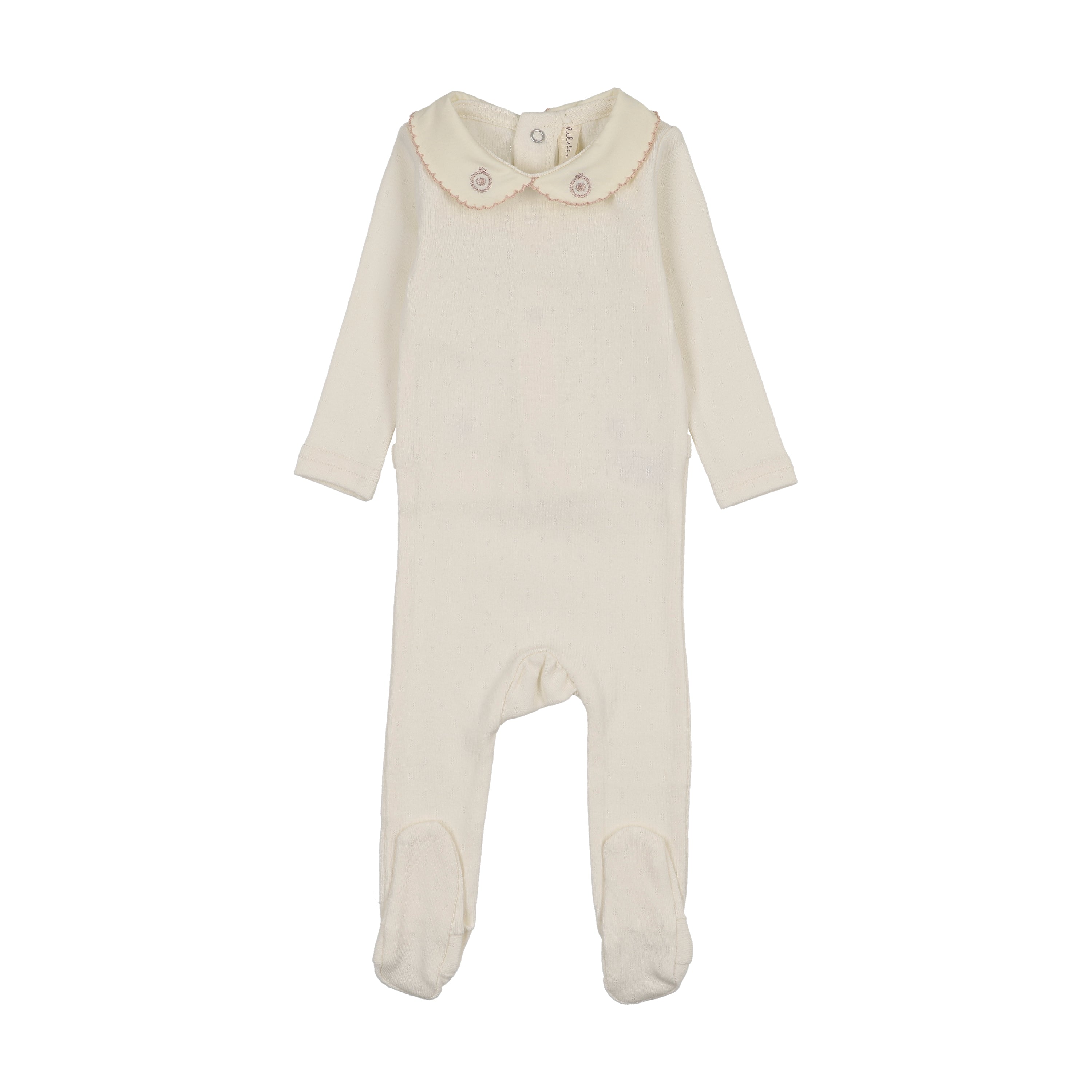 Sweetheart Collar Footie-Cream/Pink