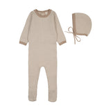 Two Tone Knit Footie Set-Oat