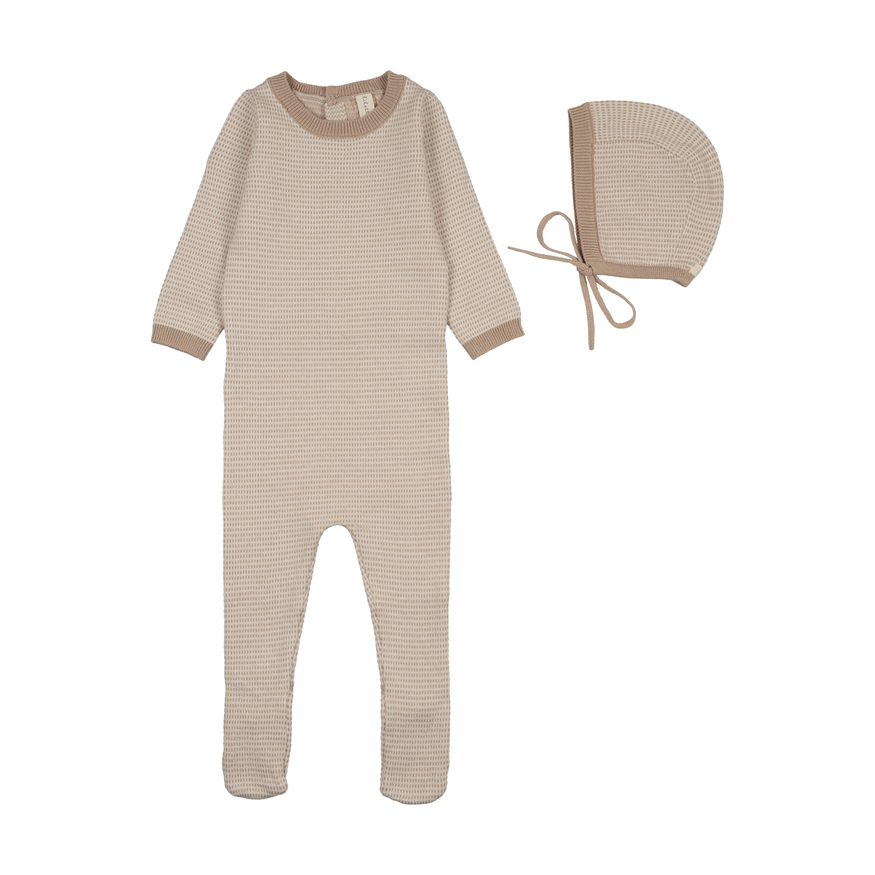 Two Tone Knit Footie Set-Oat
