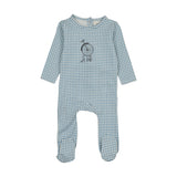 Gingham Wheel Footie-Blue