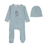 Gingham Wheel Footie-Blue
