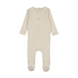 Grid Print Footie-Cream/Blue