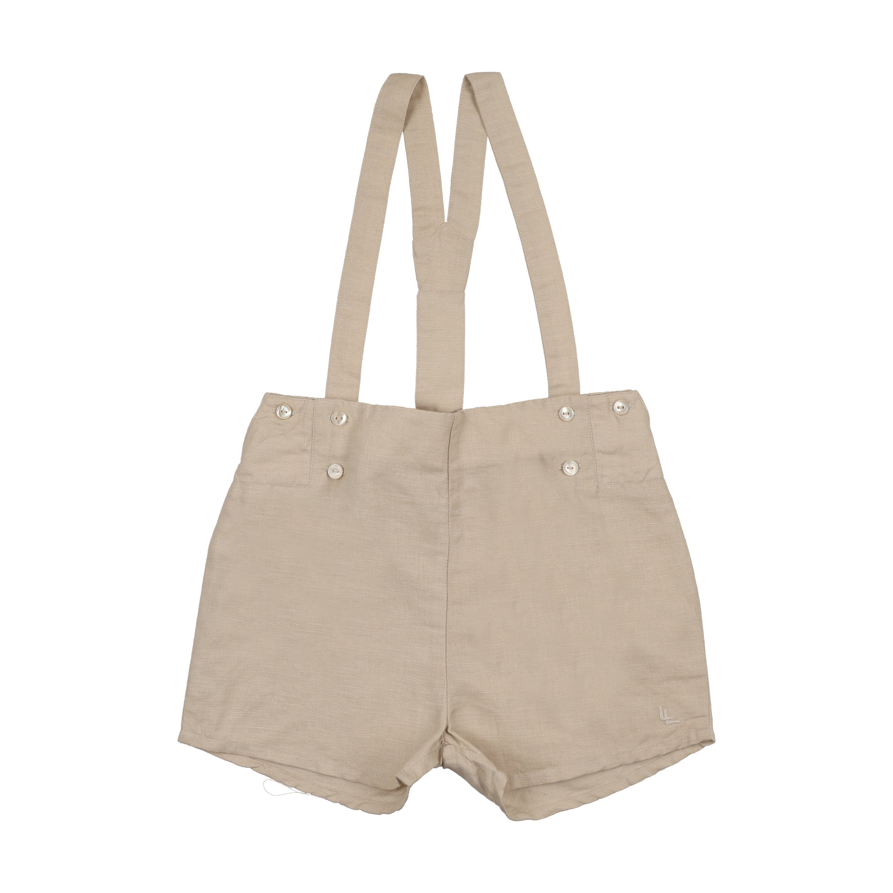 Linen Suspender Shorts-Wheat
