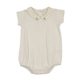 Sweetheart Collar Romper-Cream/Lightblue