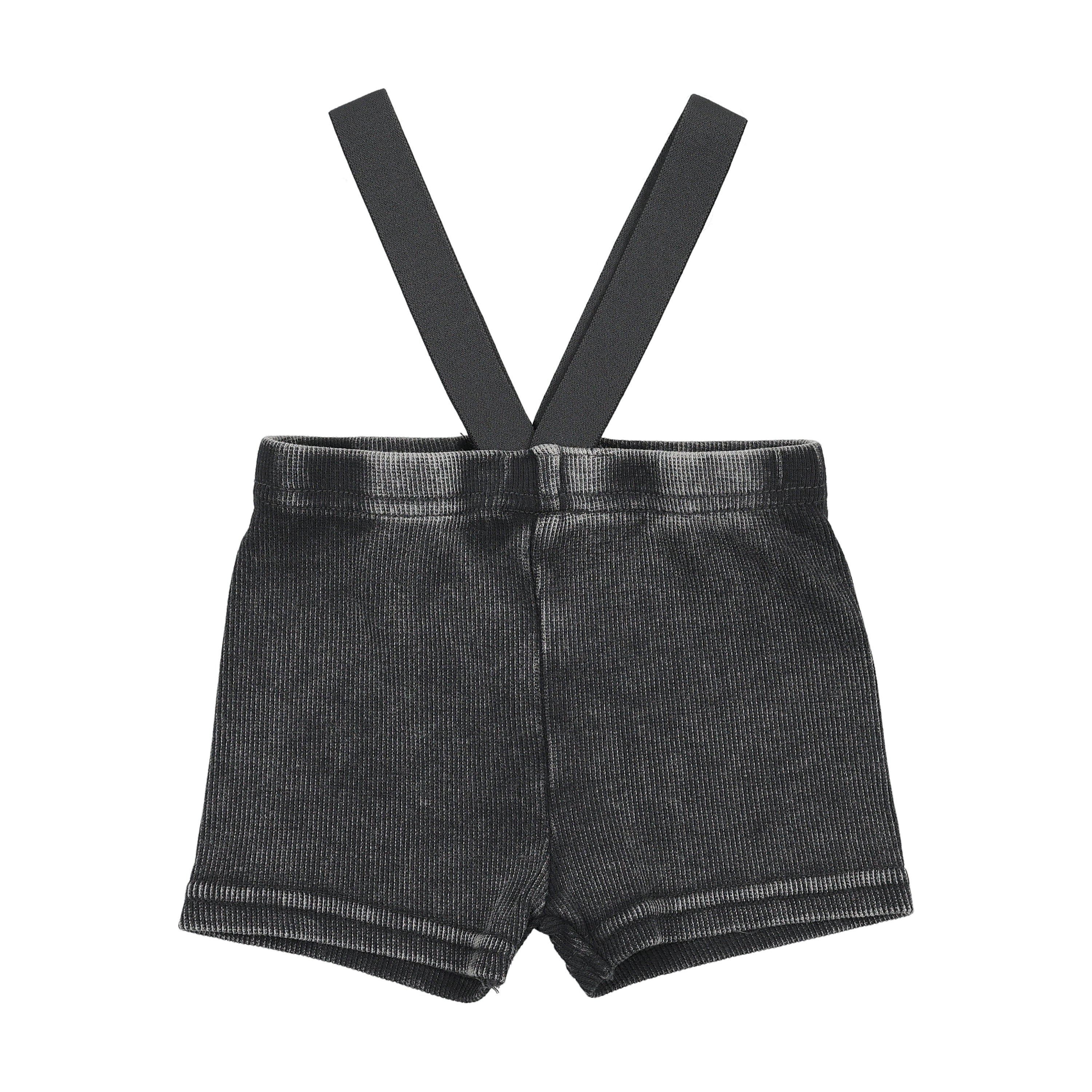 Ribbed Suspender Shorts - Black Wash