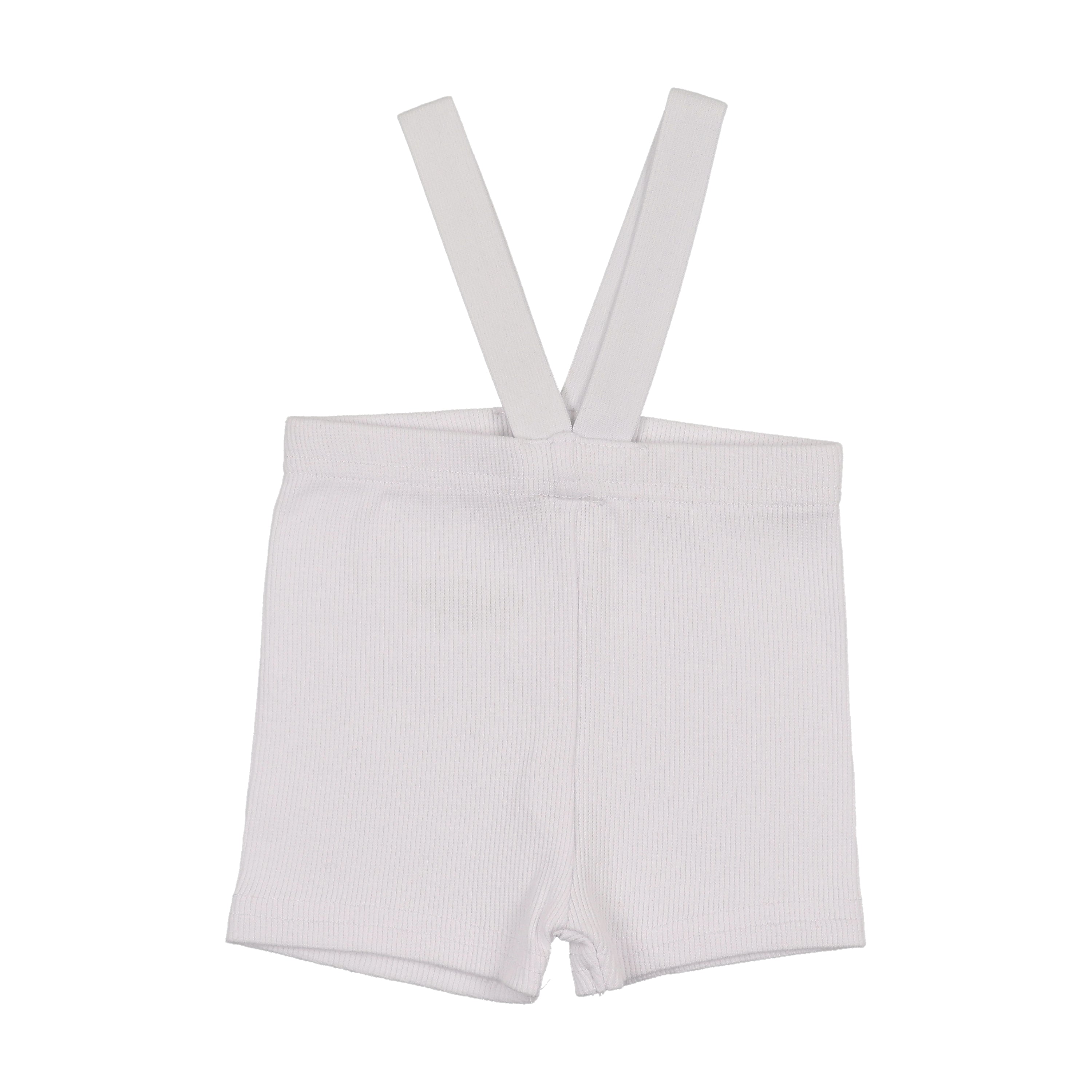 Ribbed Suspender Shorts- White