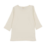 Basic Ribbed Three Quarter Sleeve Tee - Cream