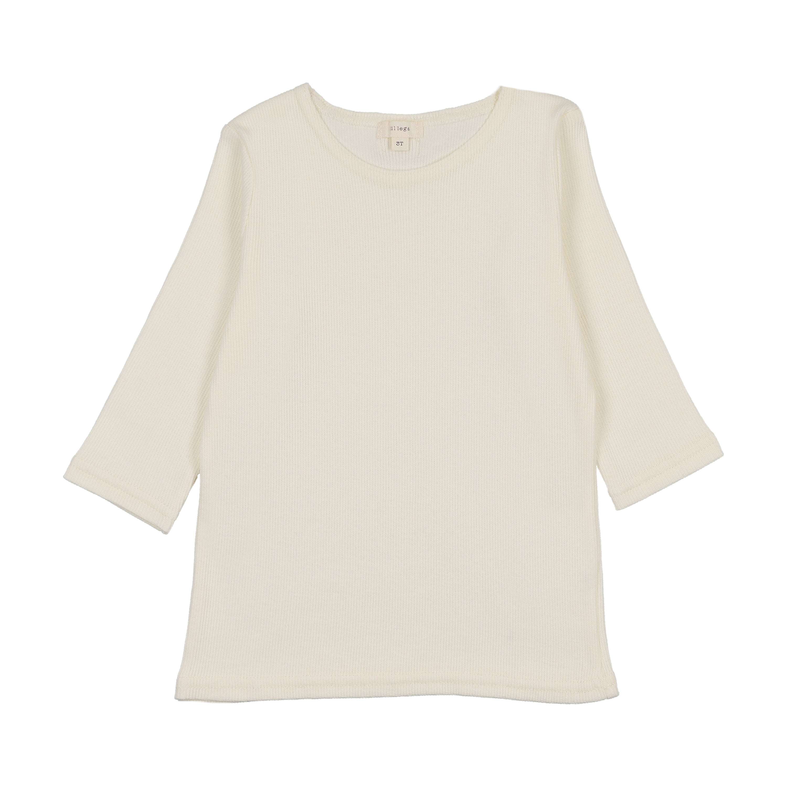 Basic Ribbed Three Quarter Sleeve Tee - Cream
