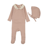 Sweetheart Collar Footie Set-Dusty Pink