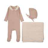 Sweetheart Collar Layette Set-Dusty Pink
