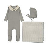 Sweetheart Collar Layette Set-Light Blue