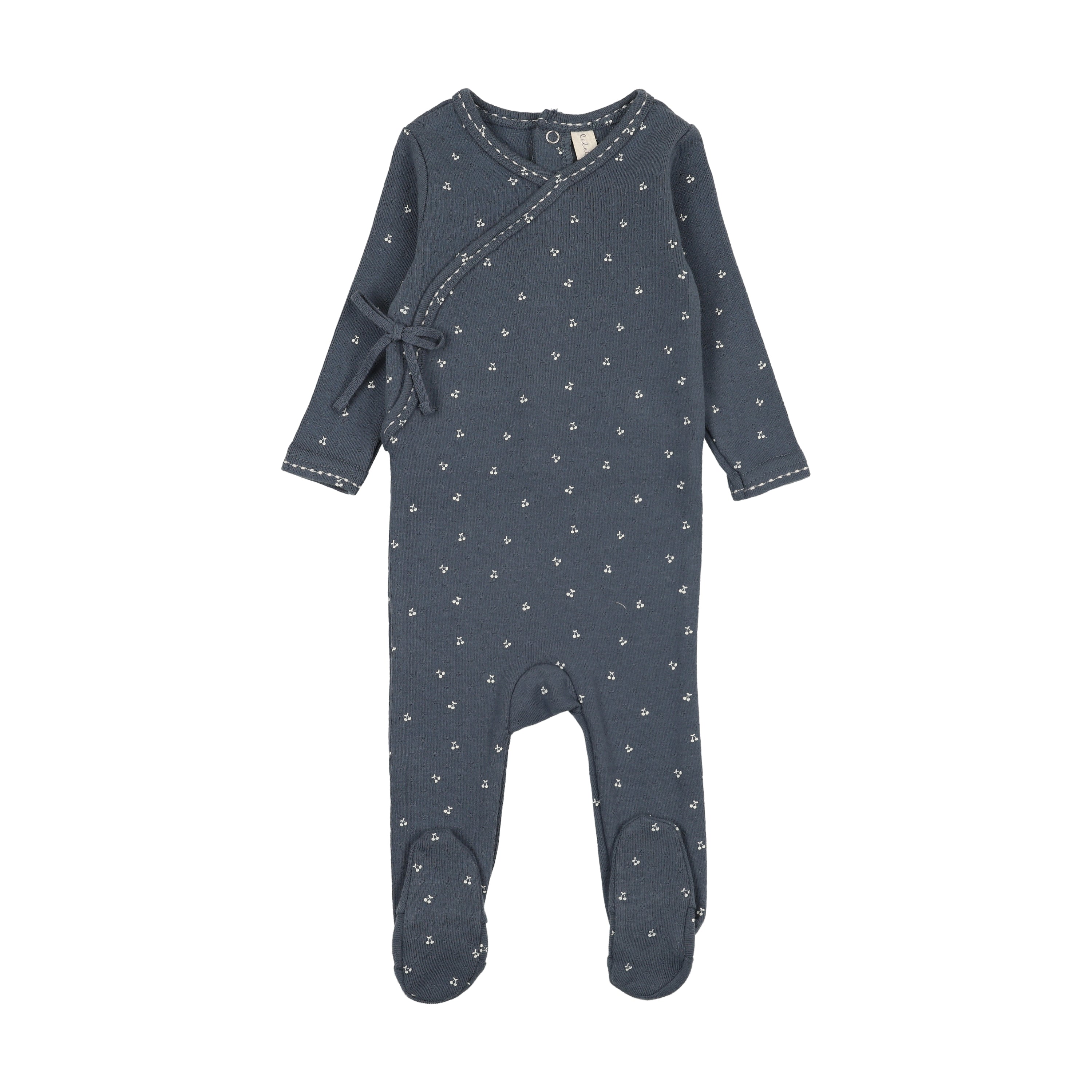 Cherry Scallop Footie-Off Navy