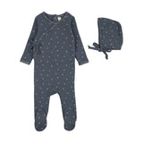 Cherry Scallop Footie Set-Off Navy