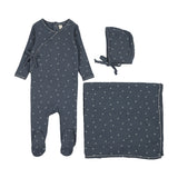 Cherry Scallop Layette Set-Off Navy