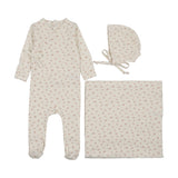 Printed Wrapover Layette Set-Cream/Pink