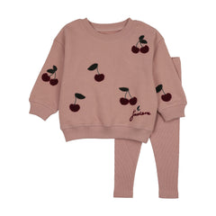 Cherry Patch Sweatshirt Set-Bud Pink