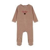 Velour Baby Footie-Dried Rose