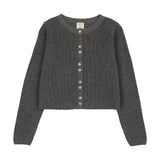 Fine Knit Cardigan-Mid Grey