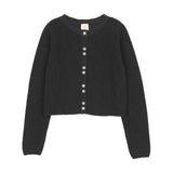 Fine Knit Cardigan-Black