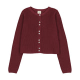 Fine Knit Cardigan-Deep Red