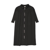 Button Front Maxi Dress-Black