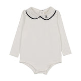 Peter Pan Onesie With Piping-White/Navy