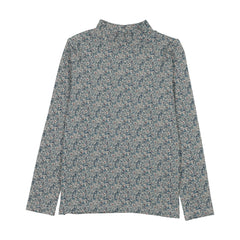 Printed Mockneck-Misty Blue Print