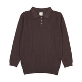 Boys Knit Polo-Chocolate Brown