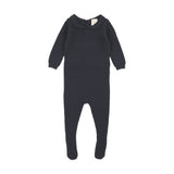 Knit Embroidered Footie Set-Navy
