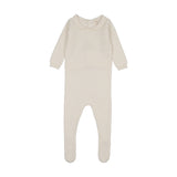 Knit Embroidered Footie Set-Cream