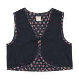 Home Garden Contrast Trim Vest-Navy